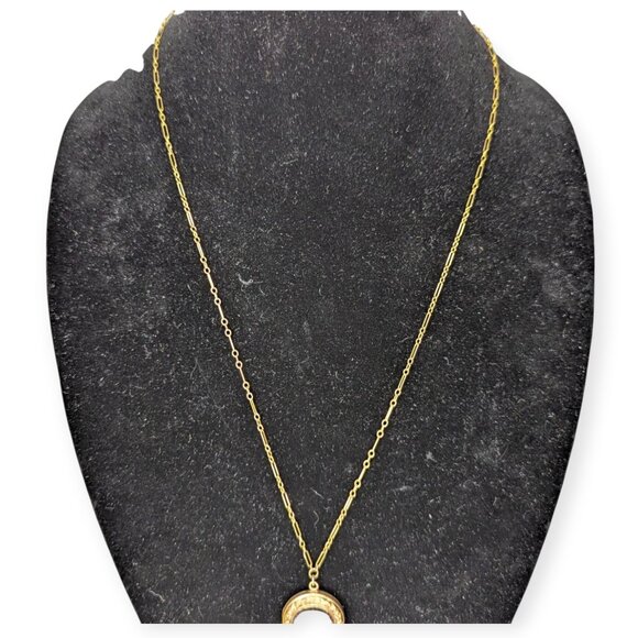 Antique Mourning Gold Locket Necklace 1/20 12KT Gold Filled Magnet Chain - Picture 3 of 15